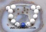 CGB6945 12mm round white howlite & lapis lazuli adjustable bracelets