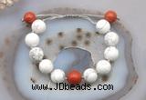 CGB6946 12mm round white howlite & red jasper adjustable bracelets