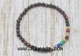 CGB7004 7 chakra 4mm red tiger eye beaded meditation yoga bracelets