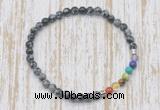 CGB7060 7 chakra 4mm snowflake obsidian beaded meditation yoga bracelets