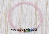 CGB7087 7 chakra 4mm rose quartz beaded meditation yoga bracelets