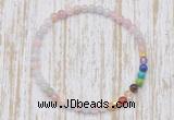 CGB7094 7 chakra 4mm morganite beaded meditation yoga bracelets