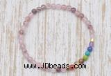 CGB7095 7 chakra 4mm strawberry quartz beaded meditation yoga bracelets