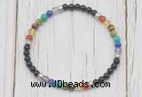 CGB7115 7 chakra 4mm black onyx beaded meditation yoga bracelets