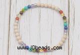 CGB7118 7 chakra 4mm white fossil jasper beaded meditation yoga bracelets