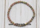 CGB7219 4mm tiny unakite beaded meditation yoga bracelets