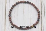 CGB7259 4mm tiny mahogany obsidian beaded meditation yoga bracelets