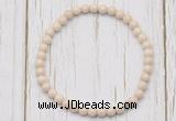 CGB7265 4mm tiny white fossil jasper beaded meditation yoga bracelets