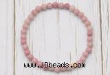 CGB7266 4mm tiny pink wooden fossil jasper beaded meditation yoga bracelets