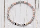 CGB7269 4mm tiny pink zebra jasper beaded meditation yoga bracelets