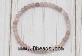 CGB7307 4mm tiny purple strawberry quartz beaded meditation yoga bracelets