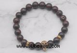 CGB7353 8mm brecciated jasper bracelet with skull for men or women