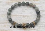 CGB7363 8mm blood jasper bracelet with skull for men or women