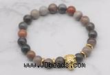 CGB7365 8mm wooden jasper bracelet with tiger head for men or women