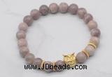 CGB7372 8mm lepidolite bracelet with owl head for men or women