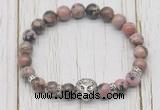 CGB7402 8mm rhodonite bracelet with lion head for men or women