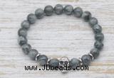 CGB7422 8mm eagle eye jasper bracelet with skull for men or women