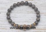 CGB7427 8mm rainbow labradorite bracelet with skull for men or women