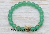 CGB7448 8mm green agate bracelet with owl head for men or women