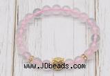 CGB7487 8mm rose quartz bracelet with owl head for men or women