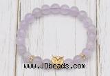 CGB7488 8mm lavender amethyst bracelet with owl head for men or women