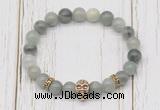 CGB7504 8mm seaweed quartz bracelet with skull for men or women