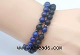 CGB7632 8mm black lava & lapis lazuli mala stretchy bracelets