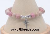 CGB7751 8mm pink wooden jasper bead with luckly charm bracelets