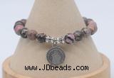 CGB7802 8mm rhodonite bead with luckly charm bracelets wholesale