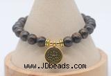 CGB7809 8mm bronzite bead with luckly charm bracelets wholesale