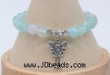 CGB7840 8mm sea blue banded agate bead with luckly charm bracelets