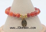 CGB7843 8mm red banded agate bead with luckly charm bracelets