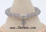 CGB7853 8mm grey agate bead with luckly charm bracelets