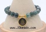 CGB7866 8mm moss agate bead with luckly charm bracelets