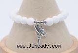 CGB7870 8mm white candy jade bead with luckly charm bracelets