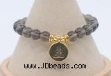 CGB7892 8mm smoky quartz bead with luckly charm bracelets