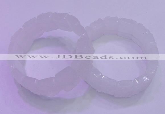 CGB800 8 inches 15*20mm rectangle white druzy agate bracelets