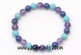 CGB8031 8mm amethyst, lapis lazuli & blue howlite beaded stretchy bracelets