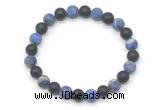 CGB8048 8mm matte lapis lazuli & matte black agate beaded stretchy bracelets