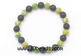 CGB8064 8mm green sea sediment jasper & black lava beaded stretchy bracelets