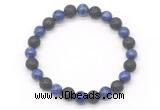 CGB8067 8mm lapis lazuli & black lava beaded stretchy bracelets