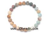 CGB8081 8mm matte amazonite, picture jasper & picasso jasper beaded stretchy bracelets