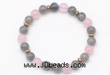 CGB8101 8mm labradorite, rose quartz & hematite power beads bracelet