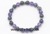 CGB8106 8mm sodalite, amethyst & hematite power beads bracelet