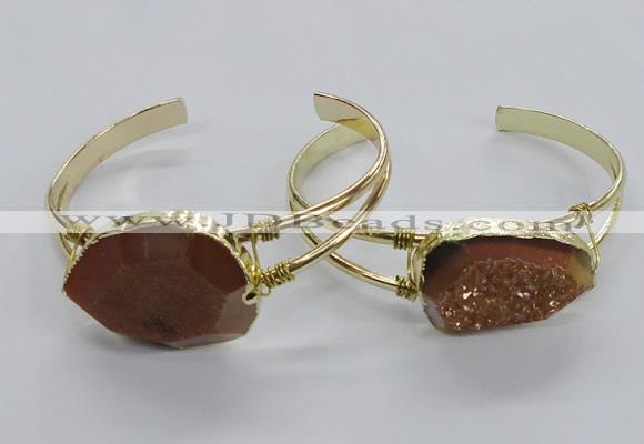 CGB812 25*30mm – 25*35mm freeform plated druzy agate bangles