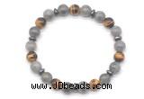 CGB8120 8mm labradorite, yellow tiger eye & hematite power beads bracelet