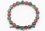 CGB8122 8mm ruby zoisite, red agate & hematite power beads bracelet