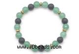 CGB8131 8mm green aventurine, black lava & hematite power beads bracelet