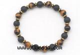 CGB8135 8mm yellow tiger eye, black lava & hematite power beads bracelet