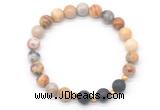 CGB8172 8mm yellow crazy lace agate & black lava beaded stretchy bracelets